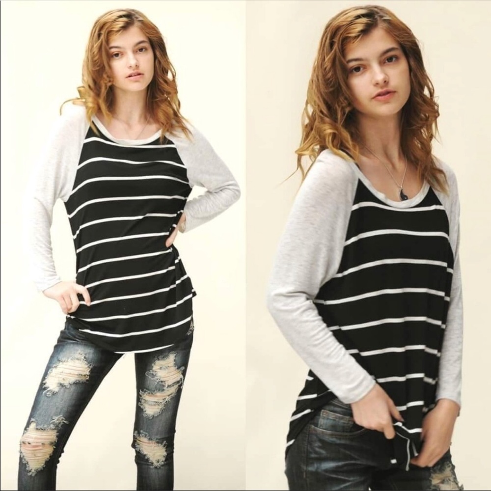 NEW!  STRIPED BLACK TEE
